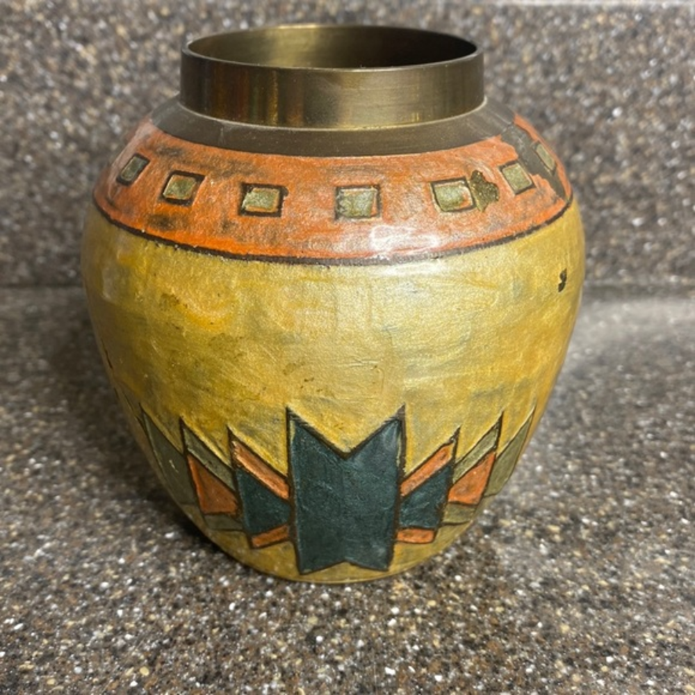 Brass Vase Aztec Style‎ Look